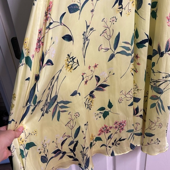 Banana Republic Yellow Floral Satin Midi Dress Sz 6 Wedding Guest Dress Vacation - Picture 7 of 12